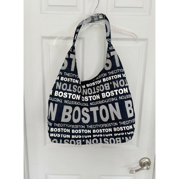 Robin Ruth Handbags - Robin Ruth Boston Blue Denim Canvas Zip Closure Hobo Tote Bag